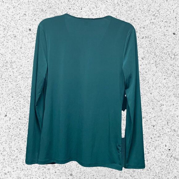 NWT INC International Concepts Long Sleeve Top in Hunter Green Size Medium - Picture 2 of 6